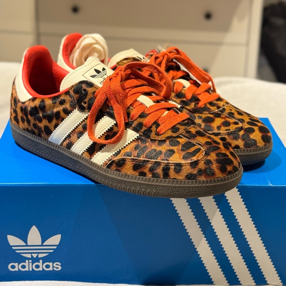 Adidas Samba OG Leopard Print Sneakers - Orange and White